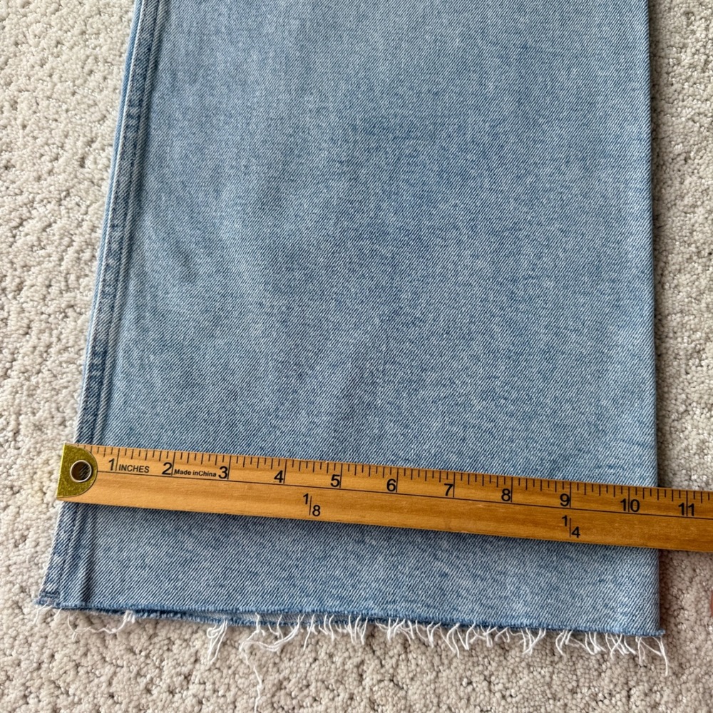 Pistola Charlie Wide Leg Jeans Women 28 Light Blue Raw Hem Faded High Rise - Picture 15 of 16